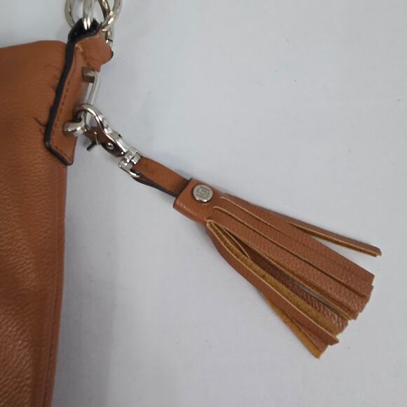 Liz Claiborne Tan Zipper Closure Satchel Shoulder Bag / Purse with Tassel Detail - Picture 8 of 14